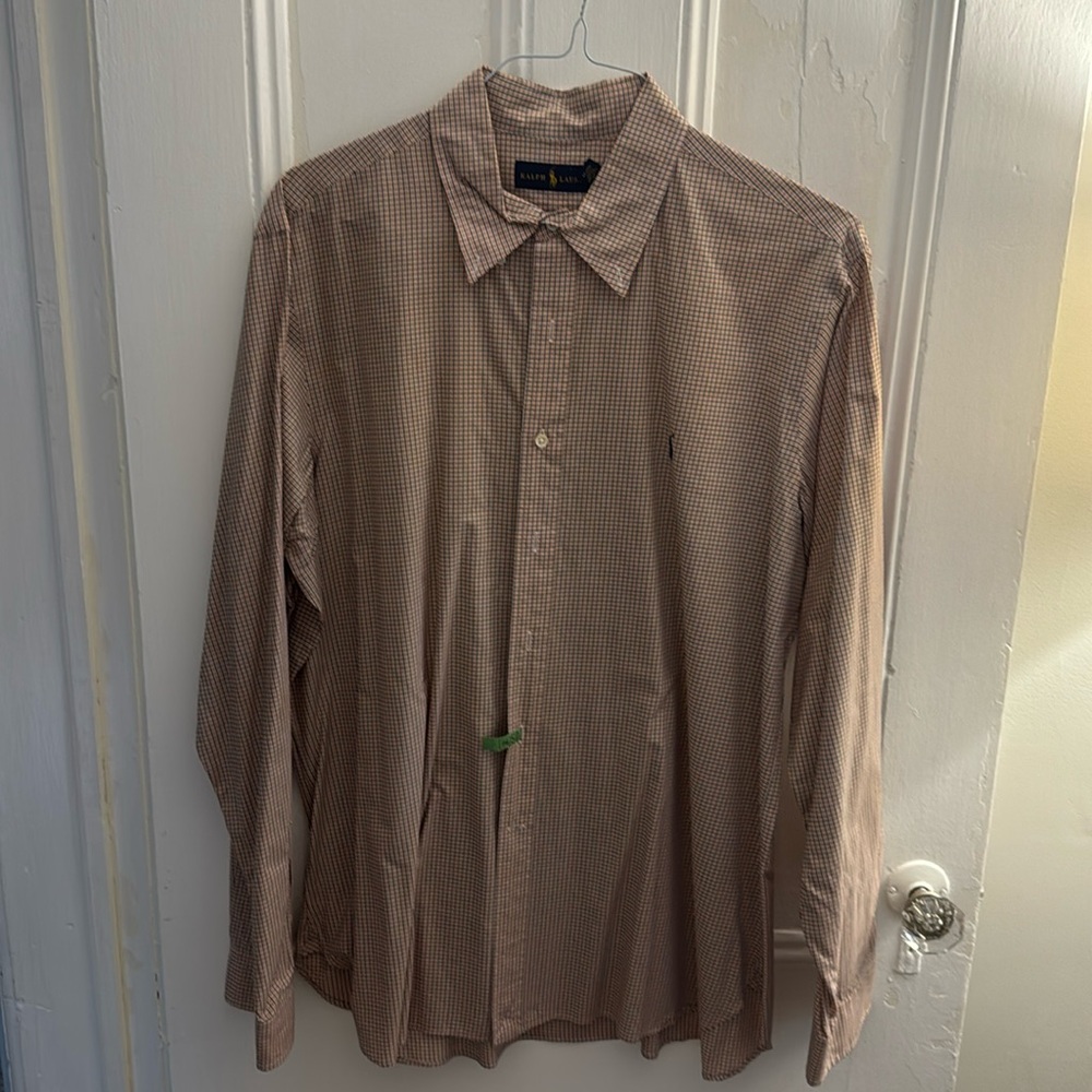 Men’s Polo Ralph Lauren Button Down-Orange and Nave cheque